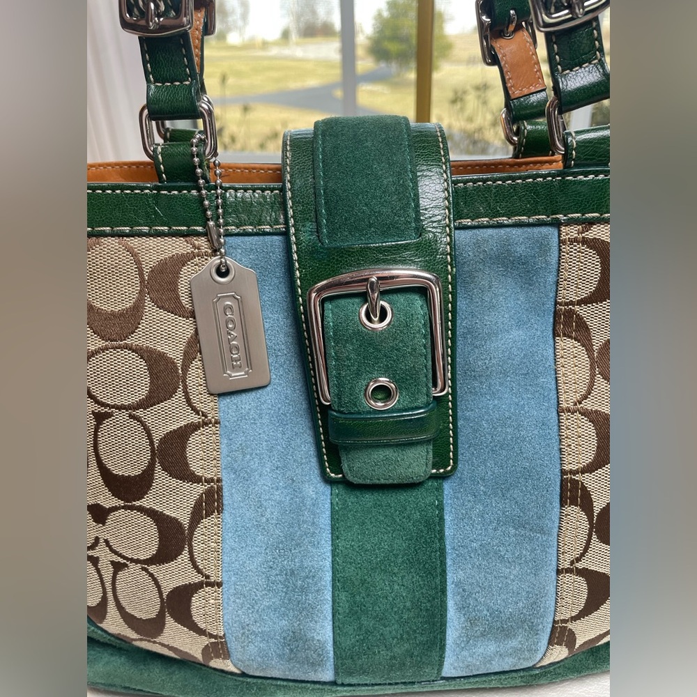 Coach Vintage Hamptons Signature Suede Stripe Satchel - Picture 15 of 17